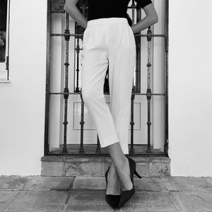 Aritzia Babaton Cohen Linen Pants White 00 XXS